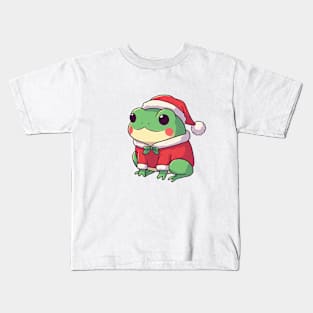 Cute Christmas Frog Santa Kids T-Shirt